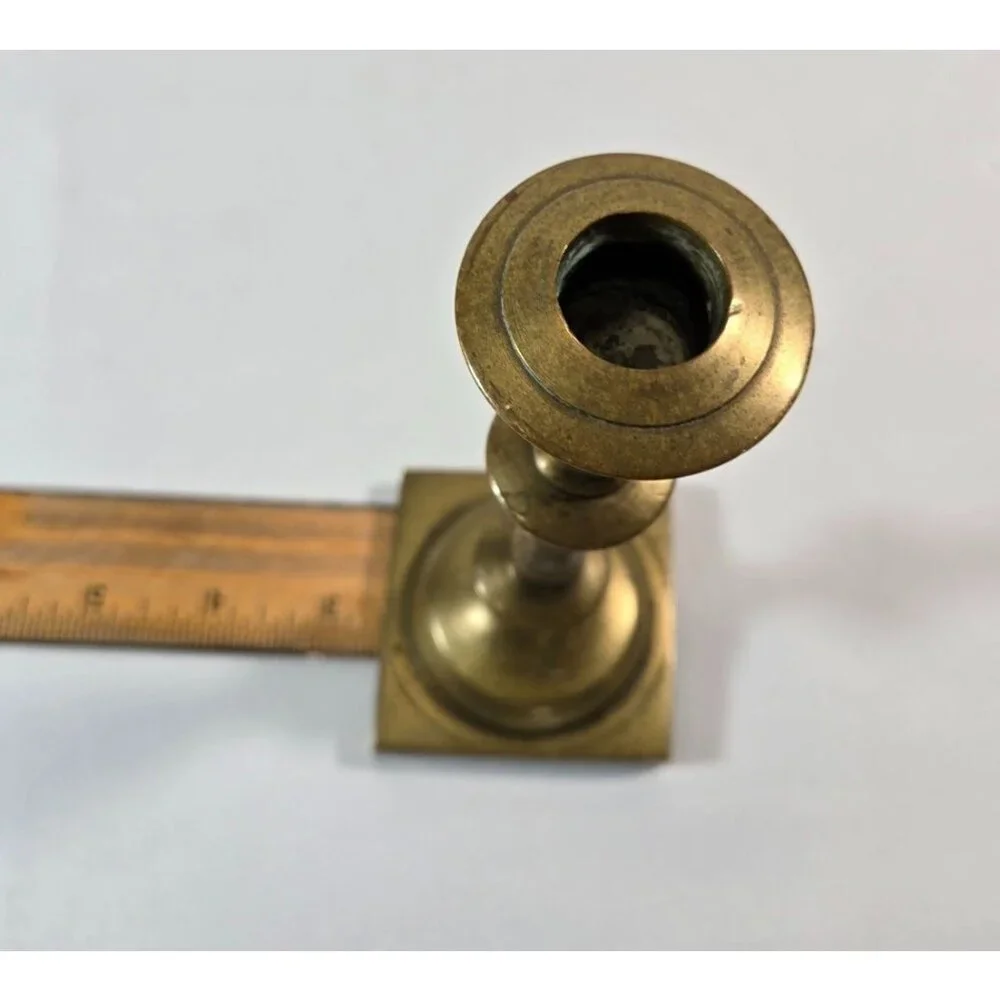 Vtg Solid Brass Candlestick Holder 7